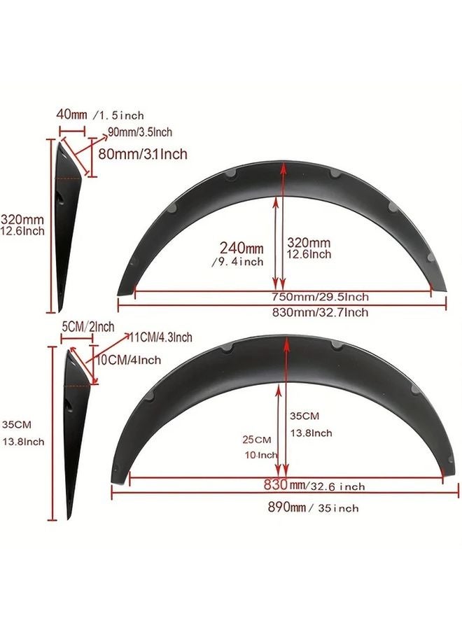 4pcs Car Wheel Arch Covers Black Durable Plastic Polished Surface Protection - Image 3